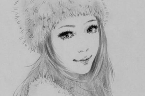 如何用素描画少女正面头像，先根据参照物画准确得画出线稿