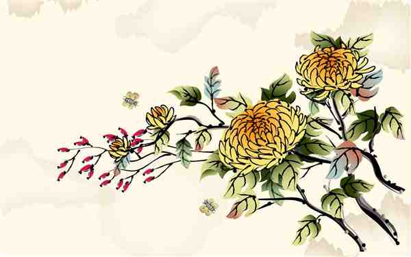 欣赏好看的花卉水墨画手绘图片