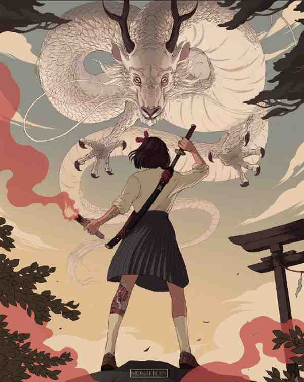 挪威画师Mona Finden日式风格的美国人物插画图片