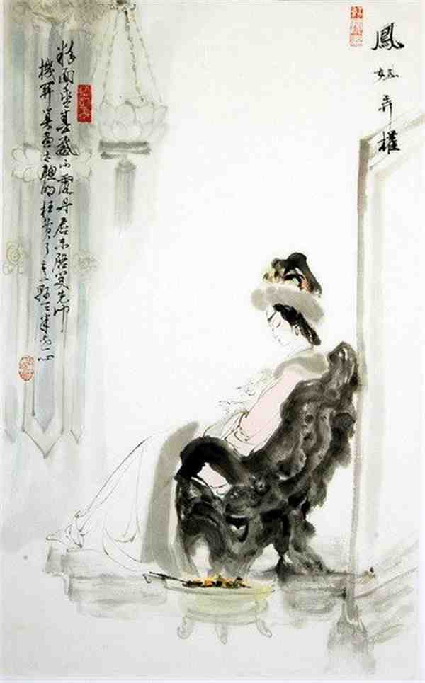 王义胜手绘红楼梦人物精美水墨画图片