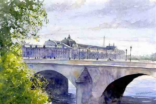 手绘好看的田园风光水彩插画作品图片