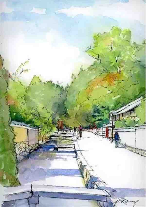 艺术家小森裕三的建筑水彩画作品图片