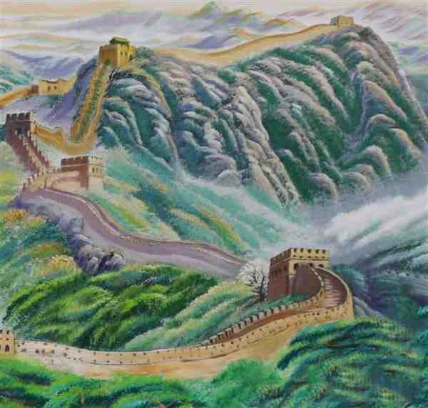 手绘彩色风景与花朵图片赏析