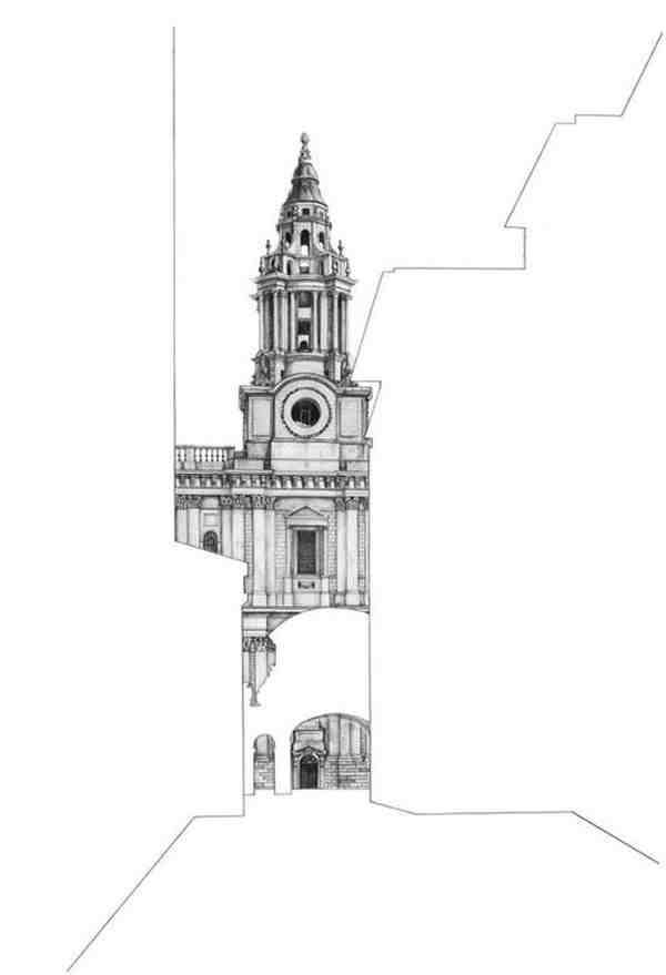 手绘不同角度圣保罗大教堂图片