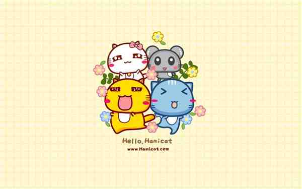 可爱哈咪猫家族春天来了系列动漫手绘壁纸