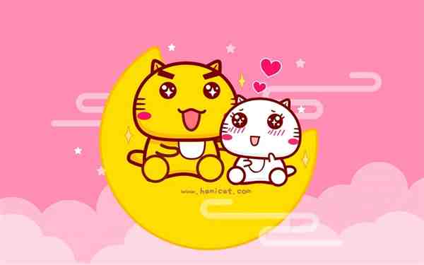 哈咪猫甜蜜爱情情侣手绘插画图片