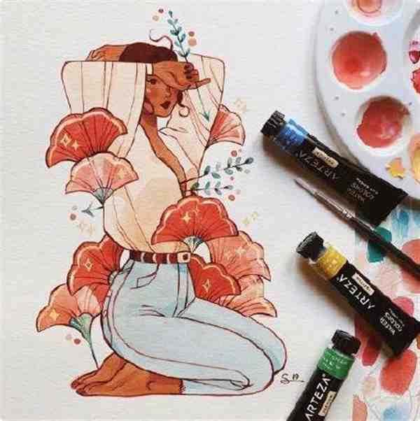 简约清新好看的水彩人物插画分享