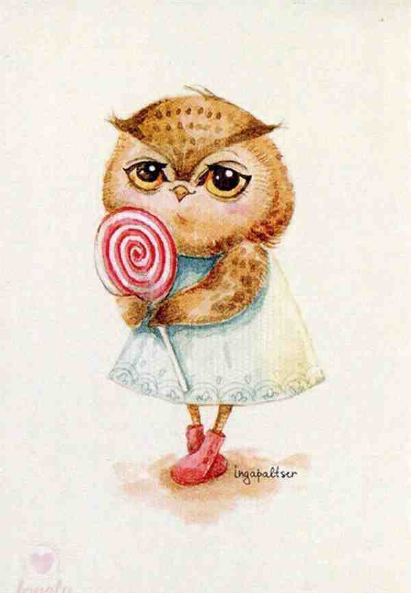 俄罗斯画师Inga Paltser笔下超可爱的猫头鹰系列插画作品