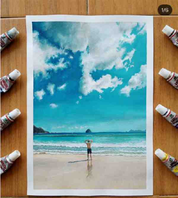 超逼真的丙烯水粉画风景作品欣赏