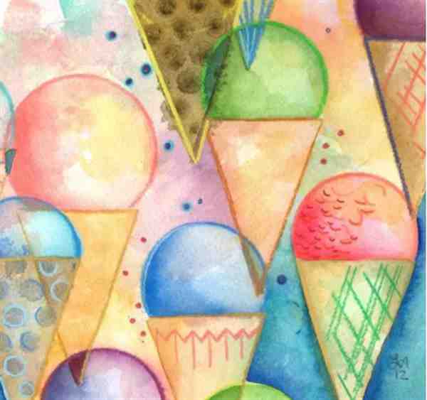 甜美梦幻的儿童水彩画素材