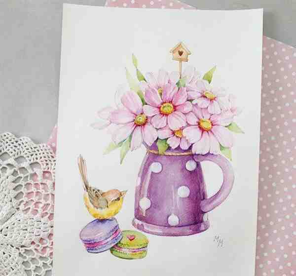 简单好看的花卉水彩画赏析