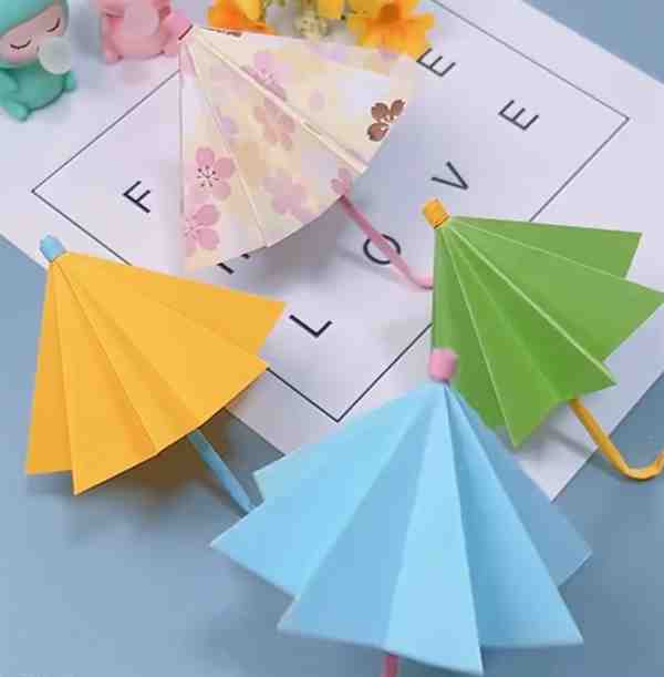 手工折纸教程6-8岁雨伞怎么折 手工折纸雨伞的做法