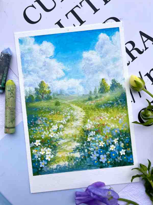 儿童画春天油画棒怎么画 简单好看的油画棒画教程