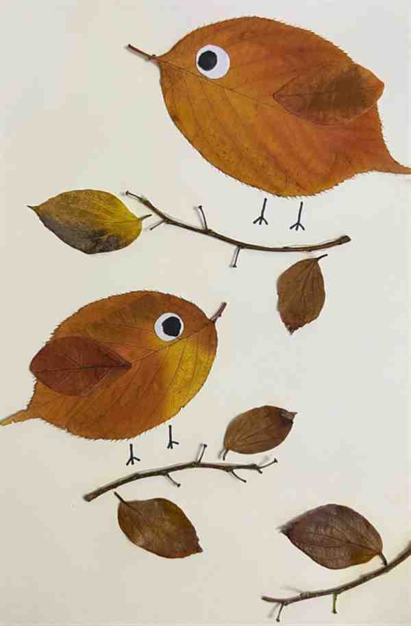 3~8岁小手工树叶贴画秋天主题作品欣赏