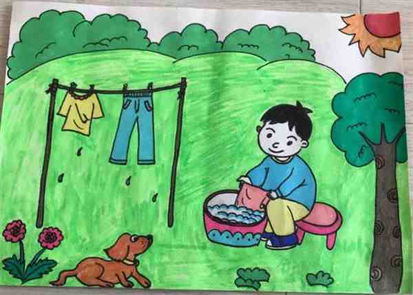劳动简单又漂亮的画幼儿园作品图片