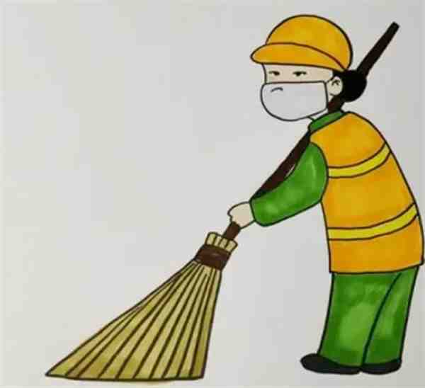 画一幅清洁工扫地的画儿童画图片分享