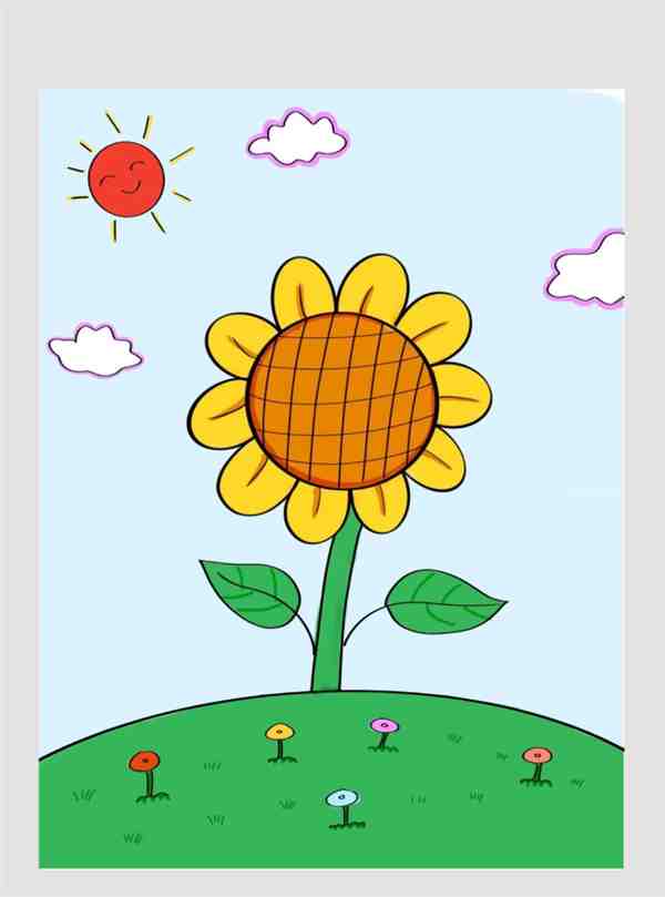 一步一步教画简单的花朵(向日葵)教程